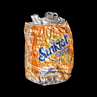 Photographic print of a crushed Sunkist can