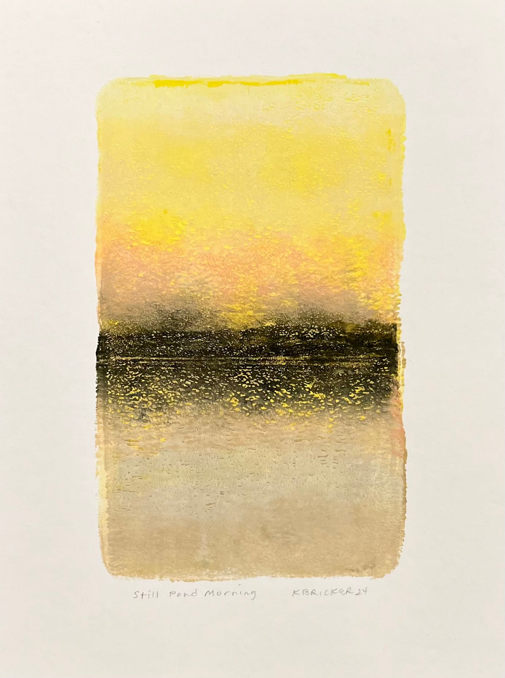 monotype print of a yellow horizon