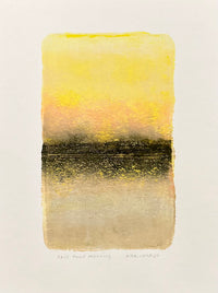 monotype print of a yellow horizon