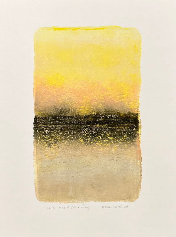 monotype print of a yellow horizon