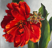 Red Tulip Corsage by Lisa Ficarelli-Halpern