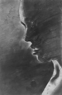 charcoal portrait drawing of a woman's profile in silhouette