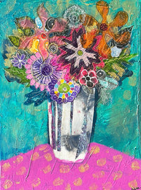 "Flowers In A Vase" (Teal) by Rekha Krishnamur