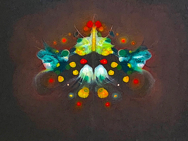 mixed media image of a glowing moth