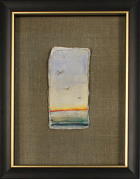 Framed abstract artwork with a textured background