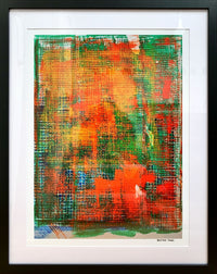abstract artwork featuring hues of orange and green