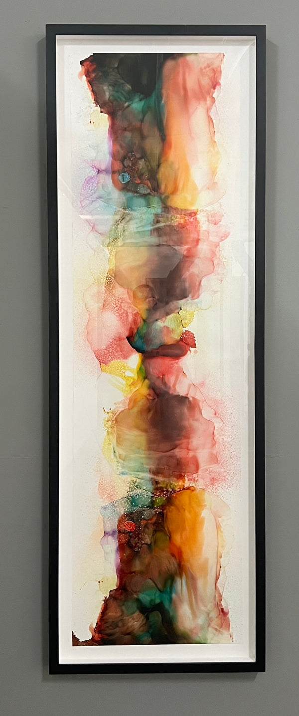 abstract alcohol ink painting featuring earth tones and aqua accents