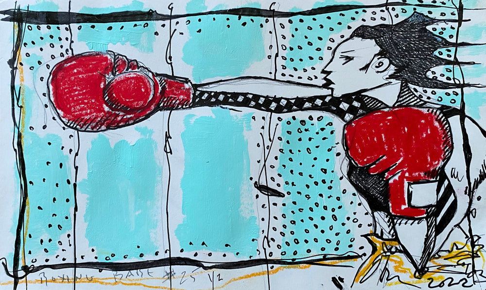 painting of a woman boxing