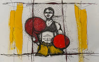painting of a woman boxing