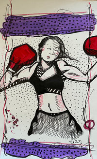 painting of a woman boxing