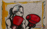 painting of woman boxing
