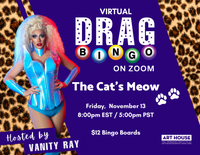 Virtual Drag Bingo with Vanity Ray - Fridays at 8pm EST, October 16, 2020 - March 19, 2021