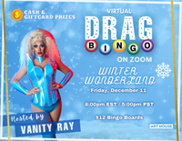 Virtual Drag Bingo with Vanity Ray - Fridays at 8pm EST, October 16, 2020 - March 19, 2021