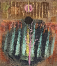 a bare pink tree with an abstract background