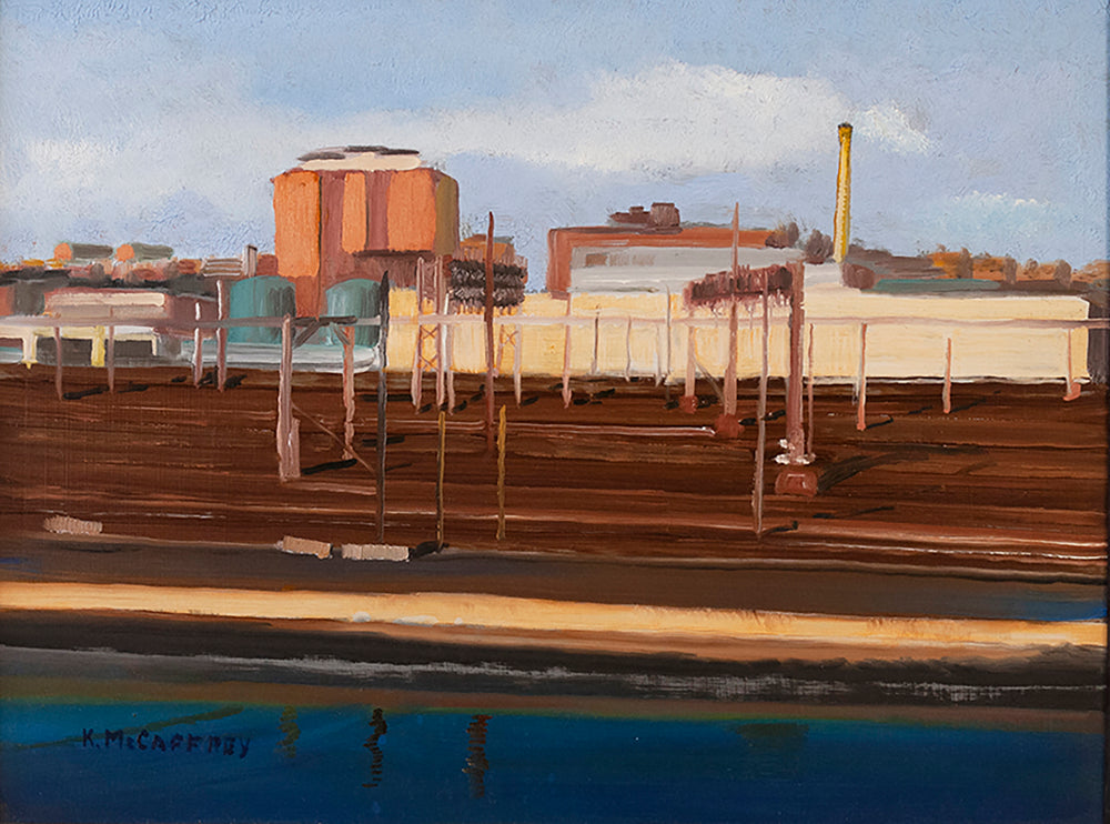 impressionistic landscape of the Hoboken train yards