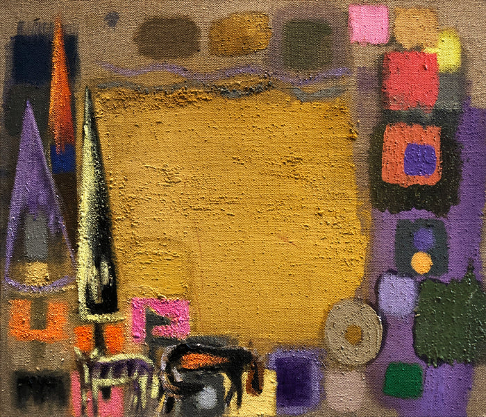 cubist painting of two animals amongst trees